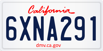 CA license plate 6XNA291