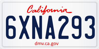 CA license plate 6XNA293
