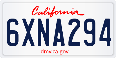 CA license plate 6XNA294