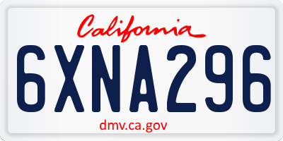 CA license plate 6XNA296