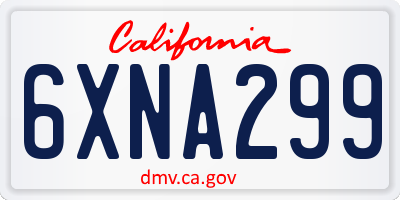 CA license plate 6XNA299