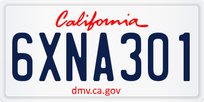 CA license plate 6XNA301
