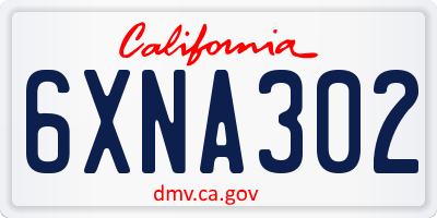 CA license plate 6XNA302