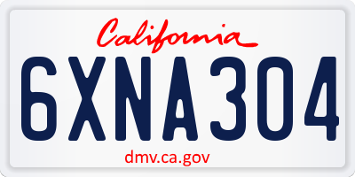 CA license plate 6XNA304