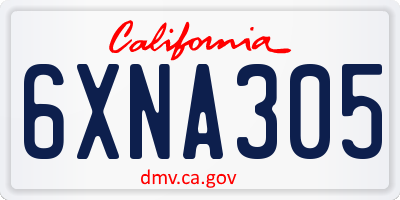 CA license plate 6XNA305