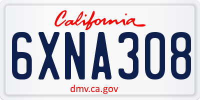 CA license plate 6XNA308