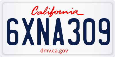 CA license plate 6XNA309