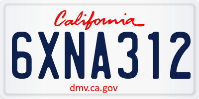 CA license plate 6XNA312