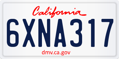 CA license plate 6XNA317