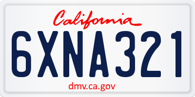 CA license plate 6XNA321