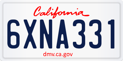 CA license plate 6XNA331