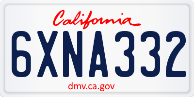 CA license plate 6XNA332