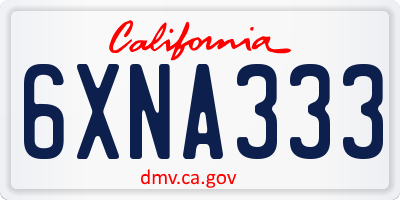 CA license plate 6XNA333