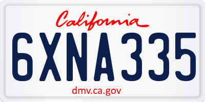 CA license plate 6XNA335