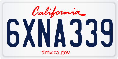 CA license plate 6XNA339