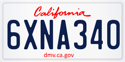CA license plate 6XNA340