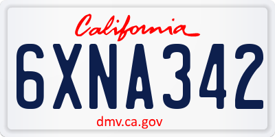 CA license plate 6XNA342