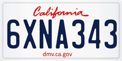 CA license plate 6XNA343