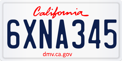 CA license plate 6XNA345