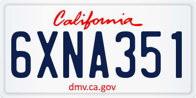 CA license plate 6XNA351