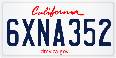 CA license plate 6XNA352