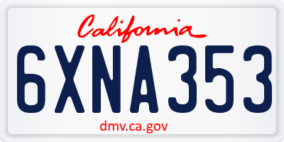 CA license plate 6XNA353