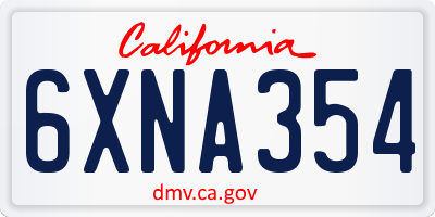 CA license plate 6XNA354