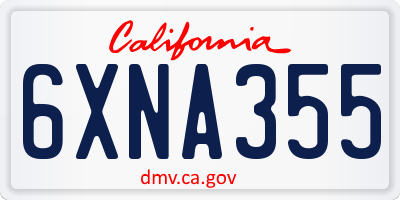 CA license plate 6XNA355