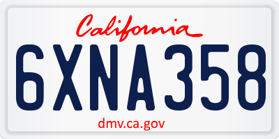 CA license plate 6XNA358
