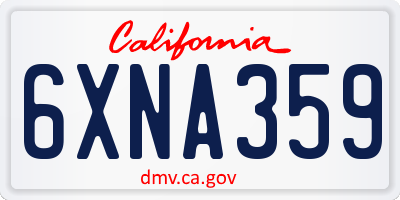 CA license plate 6XNA359