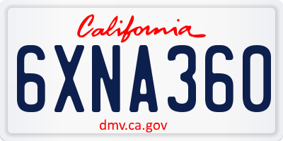 CA license plate 6XNA360