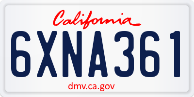 CA license plate 6XNA361