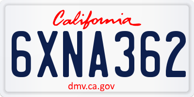 CA license plate 6XNA362