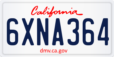 CA license plate 6XNA364