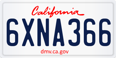 CA license plate 6XNA366