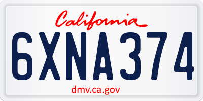 CA license plate 6XNA374
