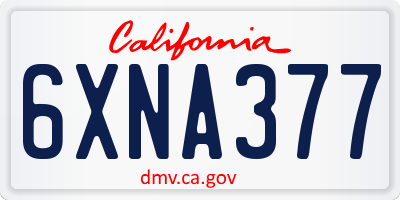 CA license plate 6XNA377