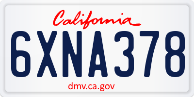 CA license plate 6XNA378