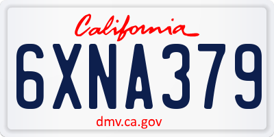 CA license plate 6XNA379