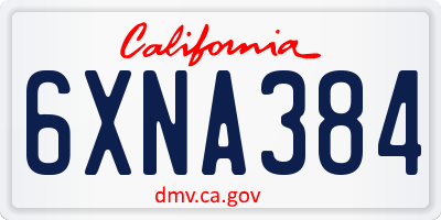 CA license plate 6XNA384