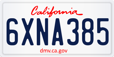 CA license plate 6XNA385
