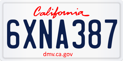 CA license plate 6XNA387