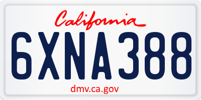 CA license plate 6XNA388