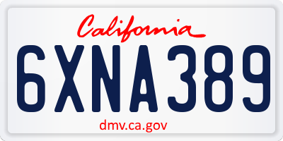 CA license plate 6XNA389