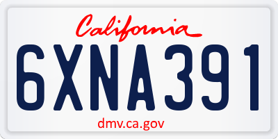 CA license plate 6XNA391
