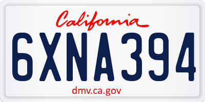 CA license plate 6XNA394