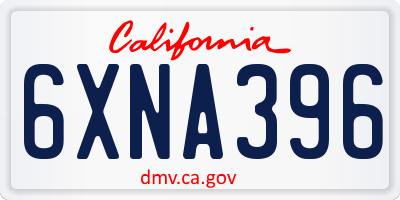 CA license plate 6XNA396
