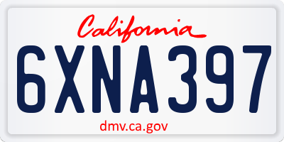 CA license plate 6XNA397