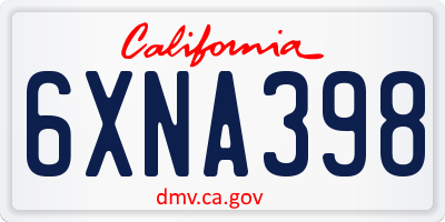 CA license plate 6XNA398