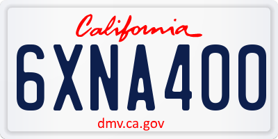 CA license plate 6XNA400